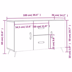 vidaXL Sideboard Storage Cabinet Cupboard Side Cabinet Black Engineered Wood - concrete grey