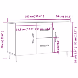 vidaXL Sideboard Storage Side Cabinet Cupboard Concrete Grey Engineered Wood