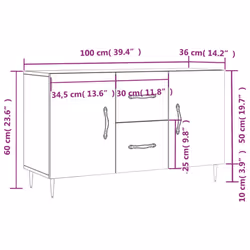 vidaXL Sideboard Storage Side Cabinet Cupboard Smoked Oak Engineered Wood
