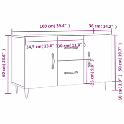 vidaXL Sideboard Storage Side Cabinet Cupboard Smoked Oak Engineered Wood - white - Additional view 3
