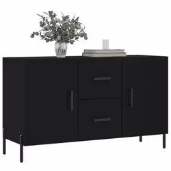 vidaXL Sideboard Storage Side Cabinet Cupboard Sonoma Oak Engineered Wood - black