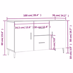 vidaXL Sideboard Storage Cabinet Side Cabinet Cupboard White Engineered Wood - concrete grey