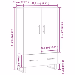 vidaXL Highboard Sideboard Storage Cabinet Side Cabinet White Engineered Wood - grey sonoma