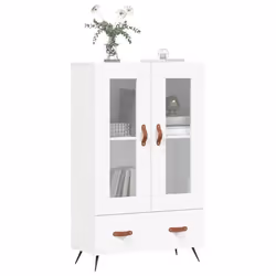 vidaXL Highboard Sideboard Storage Cabinet Side Cabinet Black Engineered Wood - white