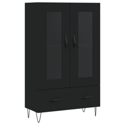 vidaXL Highboard Sideboard Storage Cabinet Side Cabinet Black Engineered Wood - black