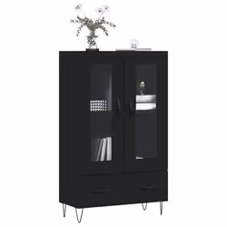 vidaXL Highboard Sideboard Storage Cabinet Side Cabinet Black Engineered Wood - black