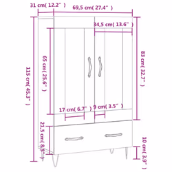 vidaXL Highboard Sideboard Storage Cabinet Side Cabinet Black Engineered Wood - black