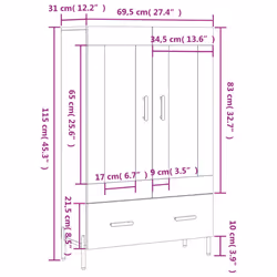 vidaXL Highboard Sideboard Storage Cabinet Side Cabinet White Engineered Wood - brown oak