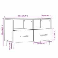 vidaXL TV Cabinet TV Unit Sideboard TV Stand High Gloss White Engineered Wood - concrete grey - Additional view 3