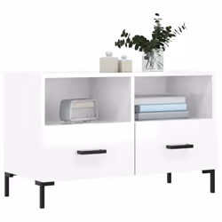 vidaXL TV Cabinet TV Unit Sideboard Media Unit TV Stand White Engineered Wood - high gloss white - Additional view 2