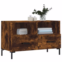 vidaXL TV Cabinet TV Unit Sideboard TV Stand High Gloss White Engineered Wood - smoked oak - Additional view 2