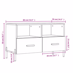 vidaXL TV Cabinet TV Unit Media Cabinet TV Stand Concrete Grey Engineered Wood - Additional view 3