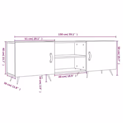 vidaXL TV Cabinet TV Unit Sideboard Media Console Smoked Oak Engineered Wood - high gloss white - Additional view 3