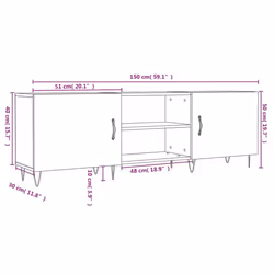 vidaXL TV Cabinet TV Console Sideboard Media Console White Engineered Wood - sonoma oak - Additional view 3