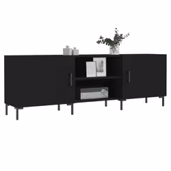 vidaXL TV Cabinet TV Console Sideboard Media Console White Engineered Wood - black