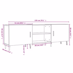 vidaXL TV Cabinet TV Console Sideboard Media Console Black Engineered Wood - white