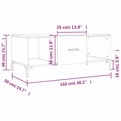 vidaXL Coffee Table Side Table Sofa Table with Storage White Engineered Wood - white