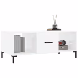 vidaXL Coffee Table Side Table Sofa Table with Storage White Engineered Wood - high gloss white