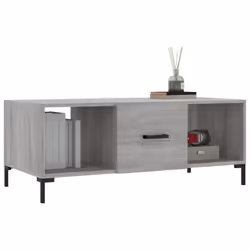 vidaXL Coffee Table Side Table Sofa Table with Storage White Engineered Wood - grey sonoma