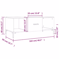 vidaXL Coffee Table Side Table Sofa Table with Storage White Engineered Wood - grey sonoma