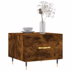 vidaXL Coffee Table Side Table Sofa Table High Gloss White Engineered Wood - smoked oak - Additional view 2