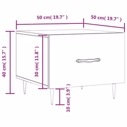 vidaXL Coffee Table Side Table Sofa Table High Gloss White Engineered Wood - smoked oak - Additional view 3