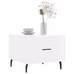 vidaXL Coffee Table Side Table Sofa Couch Tea Table Black Engineered Wood - high gloss white