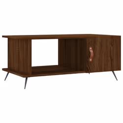 vidaXL Coffee Table Side Table End Table High Gloss White Engineered Wood - brown oak