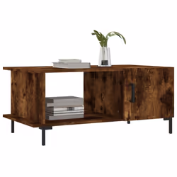 vidaXL Coffee Table Side Table Sofa End Table High Gloss White Engineered Wood - smoked oak