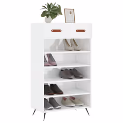 vidaXL Shoe Cabinet Shoe Storage Unit Shoe Rack Shoe Cupboard Engineered Wood - high gloss white