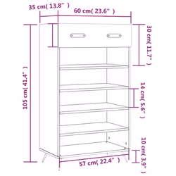vidaXL Shoe Cabinet Shoe Storage Unit Shoe Rack Shoe Cupboard Engineered Wood - concrete grey