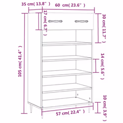 vidaXL Shoe Cabinet Shoe Cupboard Shoe Storage Grey Sonoma Engineered Wood - concrete grey