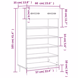 vidaXL Shoe Cabinet Shoe Cupboard Shoe Storage Grey Sonoma Engineered Wood - smoked oak
