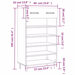vidaXL Shoe Cabinet Shoe Cupboard Shoe Storage Rack Sonoma Oak Engineered Wood - black