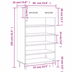 vidaXL Shoe Cabinet Shoe Cupboard Shoe Storage Rack Sonoma Oak Engineered Wood - concrete grey