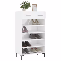 vidaXL Shoe Cabinet Shoe Cupboard Shoe Rack High Gloss White Engineered Wood - high gloss white