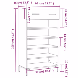 vidaXL Shoe Cabinet Shoe Cupboard Shoe Rack High Gloss White Engineered Wood - concrete grey - Additional view 3