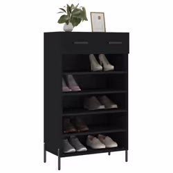 vidaXL Shoe Cabinet Shoe Cupboard Shoe Rack Concrete Grey Engineered Wood - black - Additional view 2