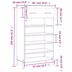 vidaXL Shoe Cabinet Shoe Cupboard Shoe Rack Concrete Grey Engineered Wood - black - Additional view 3