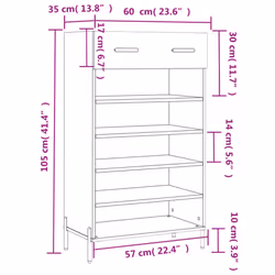vidaXL Shoe Cabinet Shoe Cupboard Shoe Rack Concrete Grey Engineered Wood - grey sonoma
