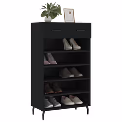 vidaXL Shoe Cabinet Shoe Cupboard Shoe Storage Rack Sonoma Oak Engineered Wood - black - Additional view 2