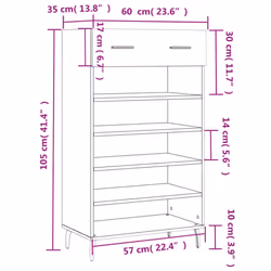 vidaXL Shoe Cabinet Shoe Cupboard Shoe Storage Rack Sonoma Oak Engineered Wood - black - Additional view 3