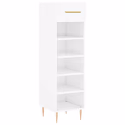 vidaXL Shoe Cabinet Shoe Storage Cupboard Shoe Rack Smoked Oak Engineered Wood - high gloss white