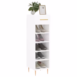 vidaXL Shoe Cabinet Shoe Storage Cupboard Shoe Rack Smoked Oak Engineered Wood - high gloss white