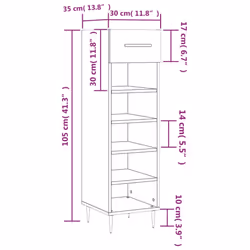 vidaXL Shoe Cabinet Shoe Storage Cupboard Shoe Rack Smoked Oak Engineered Wood - high gloss white
