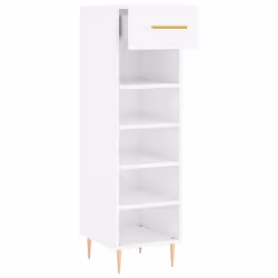 vidaXL Shoe Cabinet Shoe Storage Cupboard Shoe Rack Smoked Oak Engineered Wood - high gloss white - Additional view 4