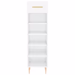 vidaXL Shoe Cabinet Shoe Storage Cupboard Shoe Rack Smoked Oak Engineered Wood - high gloss white - Additional view 5