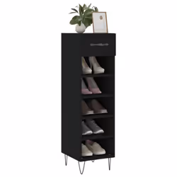 vidaXL Shoe Cabinet Shoe Storage Cupboard Shoe Rack Smoked Oak Engineered Wood - black