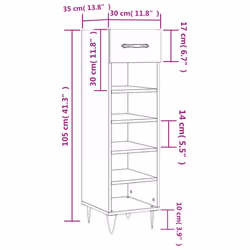 vidaXL Shoe Cabinet Shoe Storage Cupboard Shoe Rack Smoked Oak Engineered Wood - grey sonoma - Additional view 3