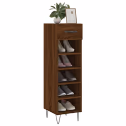 vidaXL Shoe Cabinet Shoe Storage Cupboard Shoe Rack Smoked Oak Engineered Wood - brown oak